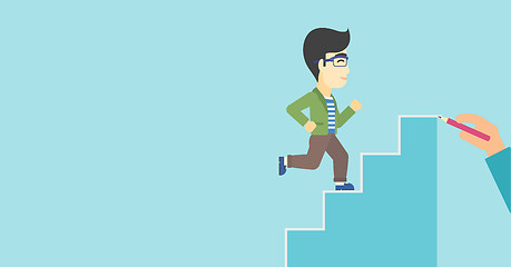 Image showing Businessman running upstairs vector illustration.