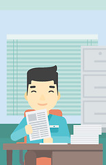 Image showing HR manager checking files vector illustration.