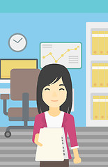 Image showing Woman giving resume vector illustration.