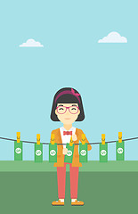 Image showing Woman loundering money vector illustration.