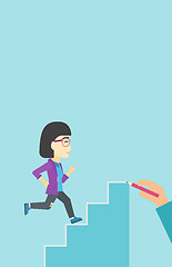 Image showing Businesswoman running upstairs vector illustration