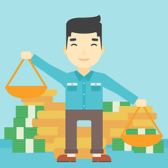 Image showing Businessman with scales vector illustration.