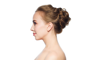 Image showing beautiful young woman face over white background