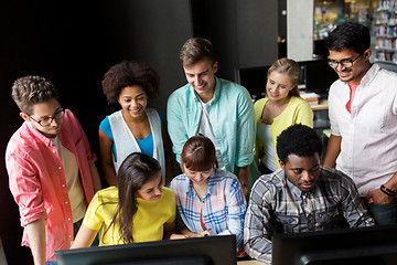 Image showing international students with computers at library