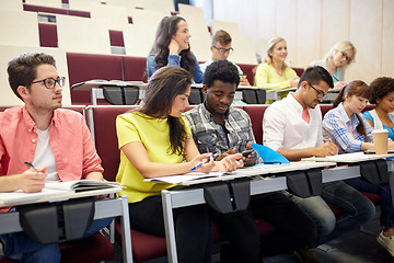 Image showing group of students with smartphone at lecture