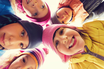 Image showing group of happy children faces in circle