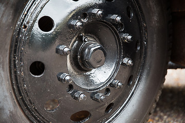 Image showing close up of old car wheel