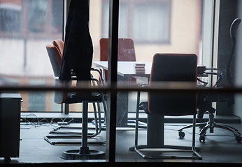 Image showing empty office with modern computers