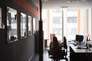 Image showing empty office with modern computers