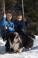 Image showing portrait of little boys at winter day