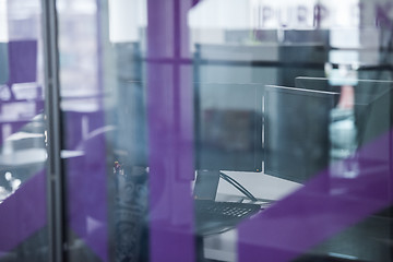 Image showing empty office with modern computers