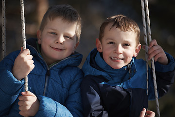 Image showing portrait of little boys at winter day