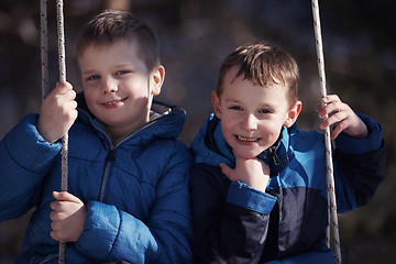 Image showing portrait of little boys at winter day