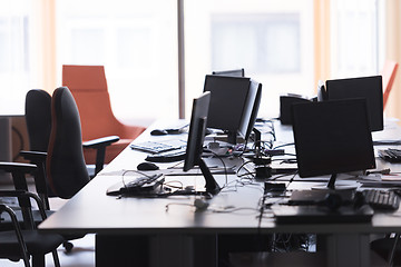 Image showing empty office with modern computers