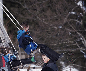 Image showing kids playing with  fresh snow