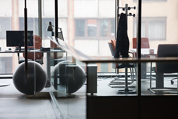 Image showing empty office with modern computers