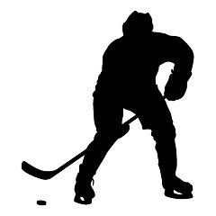 Image showing silhouette of hockey player. Isolated on white. illustra