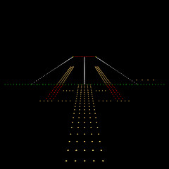 Image showing Luminous night landing lights Airport. illustration.