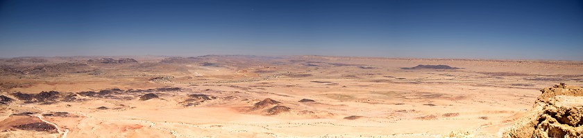 Image showing Wide angle panorama of Desert landscape