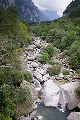 Image showing Mountain river and waterfall