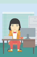 Image showing Tired woman sitting in office vector illustration.