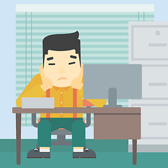 Image showing Tired man sitting in office vector illustration.