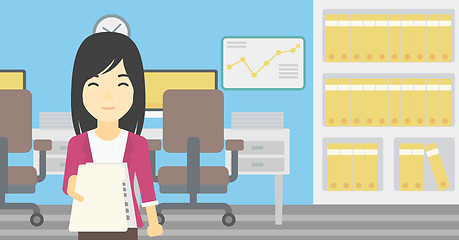 Image showing Woman giving resume vector illustration.