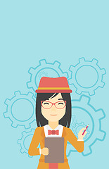 Image showing Business woman with pencil vector illustration.