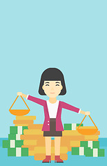 Image showing Business woman with scales vector illustration.