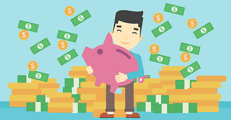 Image showing Businessman with piggy bank vector illustration.