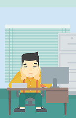 Image showing Tired man sitting in office vector illustration.