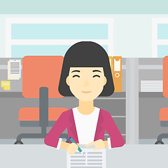 Image showing Signing of business documents vector illustration.