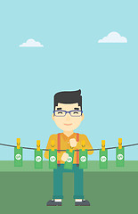 Image showing Man loundering money vector illustration.