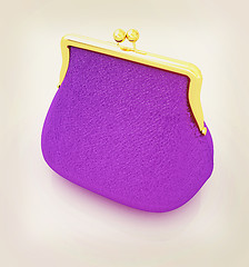 Image showing Leather purse. 3D illustration. Vintage style.