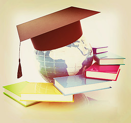 Image showing Global Education. 3D illustration. Vintage style.