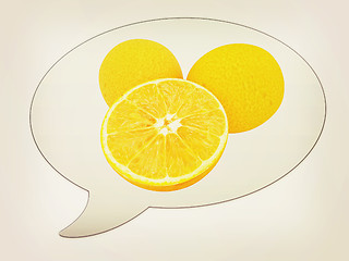 Image showing messenger window icon and citrus. 3D illustration. Vintage style