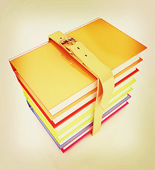 Image showing colorful real books. 3D illustration. Vintage style.