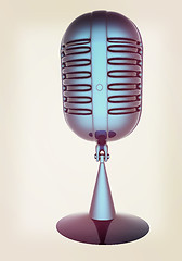 Image showing 3d rendering of a microphone. 3D illustration. Vintage style.