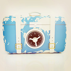 Image showing suitcase-safe for travel . 3D illustration. Vintage style.