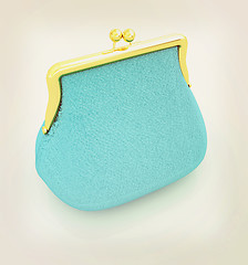 Image showing Leather purse. 3D illustration. Vintage style.