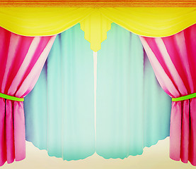 Image showing Colorfull curtains isolated on a white background . 3D illustrat