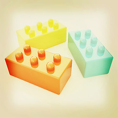 Image showing Building blocks on white . 3D illustration. Vintage style.