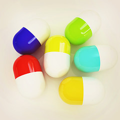 Image showing Pills. 3D illustration. Vintage style.