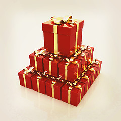 Image showing Bright christmas gifts. 3D illustration. Vintage style.