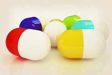 Image showing Pills. 3D illustration. Vintage style.