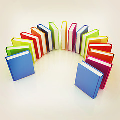 Image showing colorful real books. 3D illustration. Vintage style.