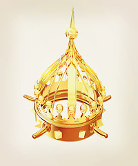 Image showing Gold crown isolated on white background . 3D illustration. Vinta