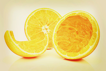 Image showing orange fruit. 3D illustration. Vintage style.