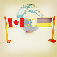 Image showing Three-dimensional image of the turnstile and flags of Canada and