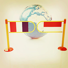 Image showing Three-dimensional image of the turnstile and flags of France and